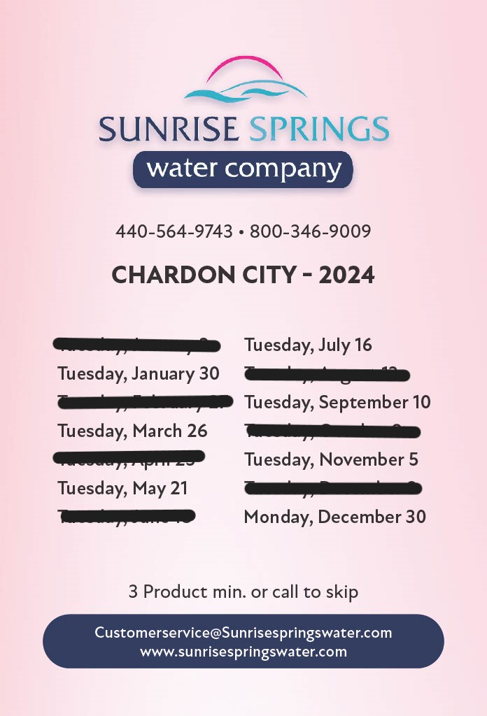 Chardon CIty 2024 eom 130 Sunrise Springs Water Company